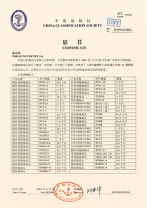 中国船级社 证书